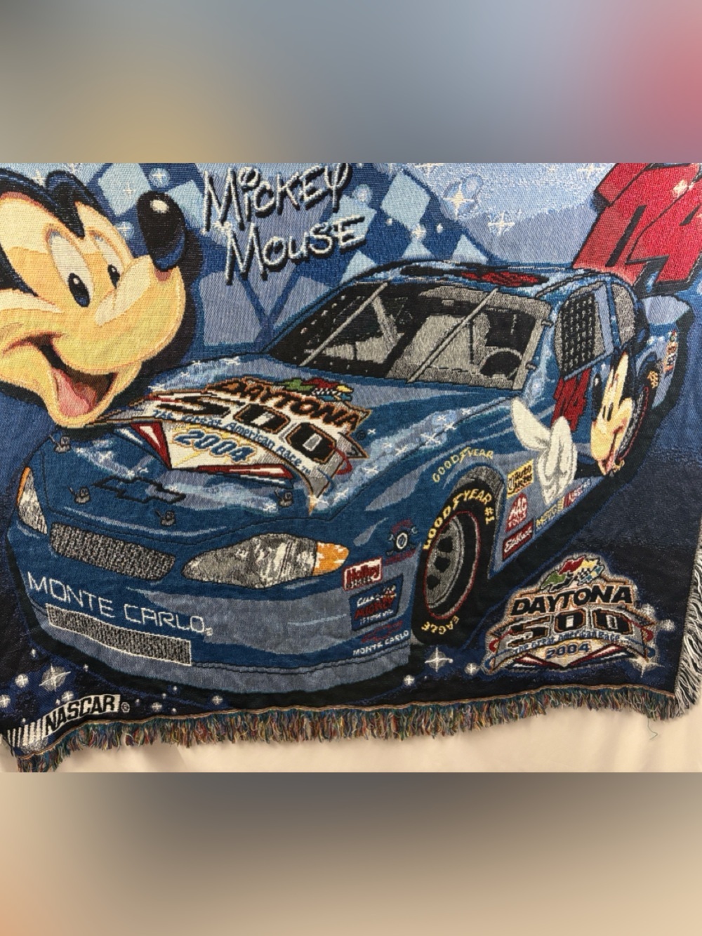 The Northwest Company NASCAR Daytona 500 Mickey Mouse Tapestry Throw Blanket